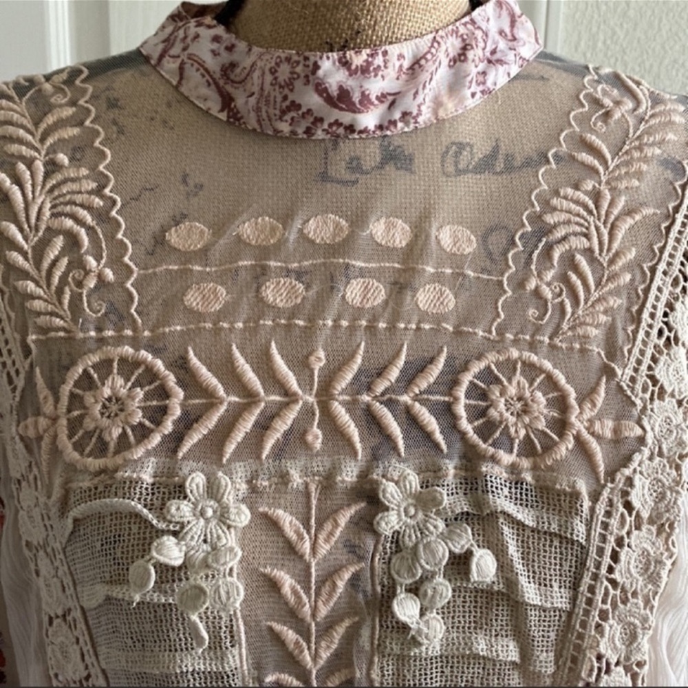 🦄UNICORN FIND🦄NWT Free People | Fiona Lace Peasant Blouse - Picture 12 of 14